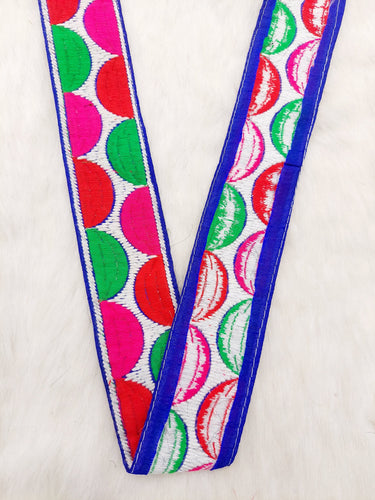 Geometric Semi Circle Embroidery Lace Trim, Sari Border, Trim by 3 Yards